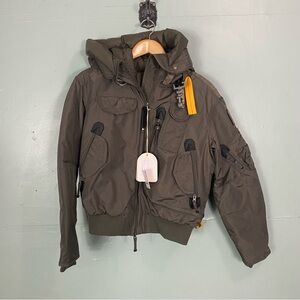 Parajumpers Gobi Hooded Bomber In Olive Grey Jacket XS